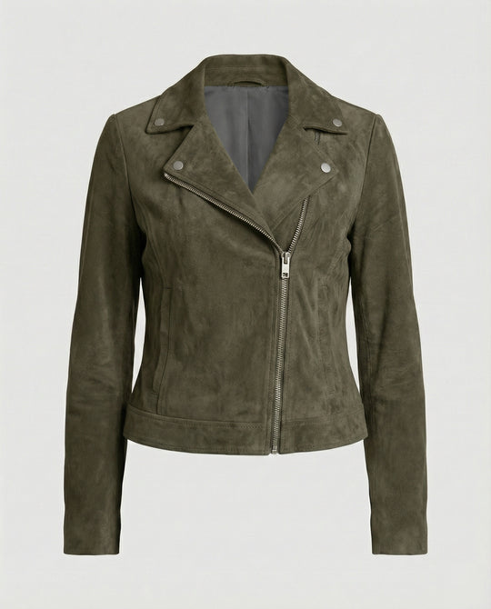 Braune Lederjacke Damen Wildlederoptik