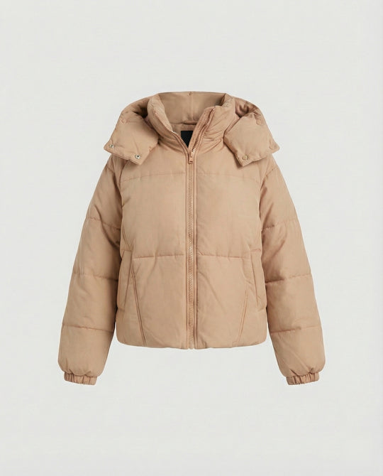Steppjacke Damen modisch mit abnehmbarer Kapuze und Taschen