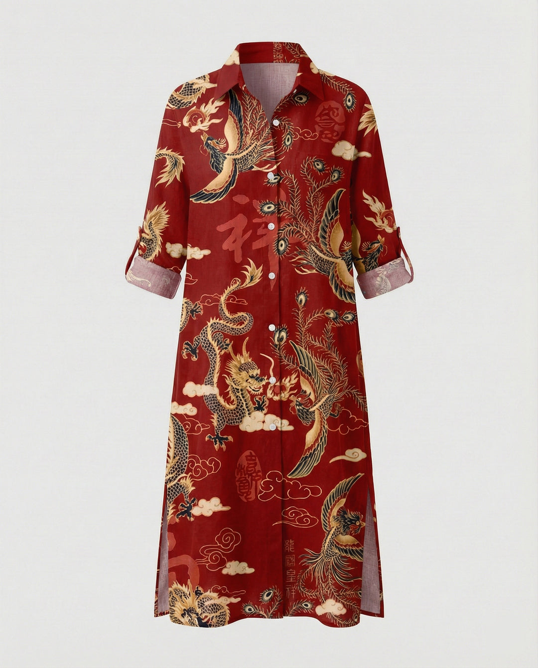 Damen Kaftan Kleid lang Seidenoptik