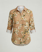 Leinenoptik Bluse Damen Floral