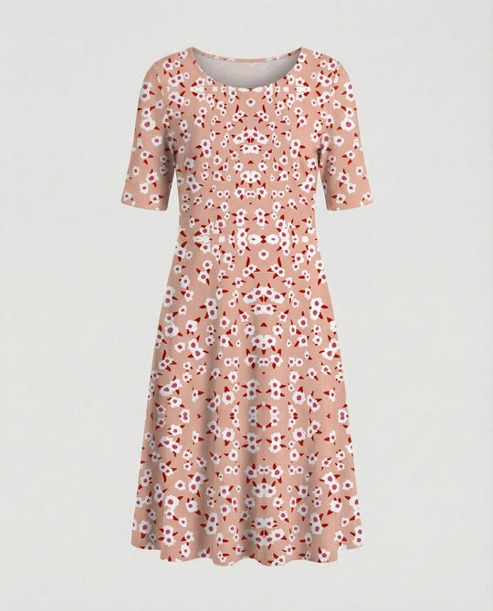 Damen Midikleid A-Linie Freizeitkleid
