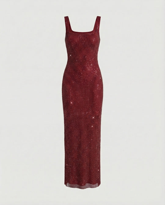 Damen funkelndes Abendkleid aus Netzstoff
