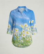 Leinenoptik Bluse Damen Floral