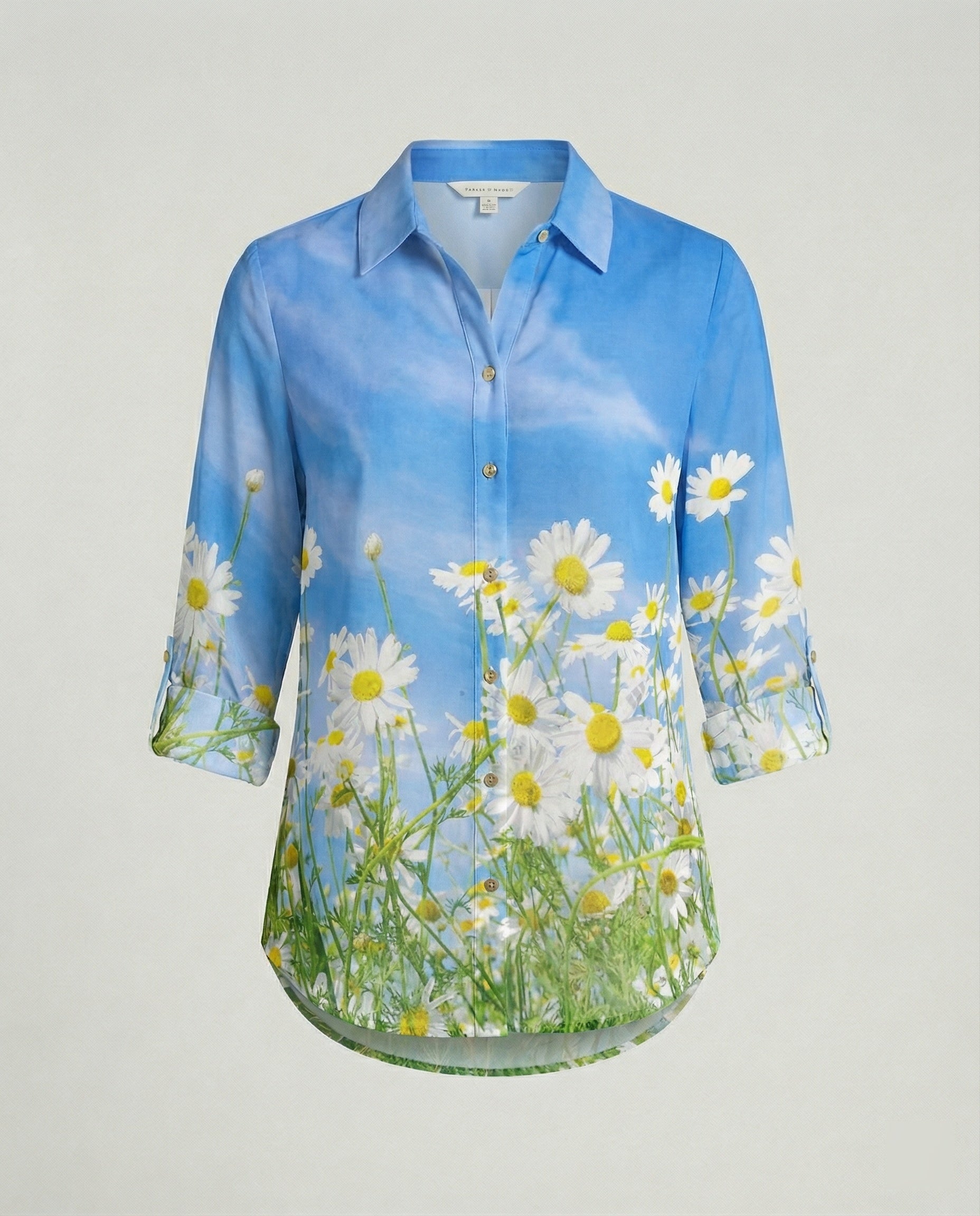 Leinenoptik Bluse Damen Floral