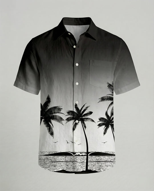 Kurzarm Hawaiihemd Herren Palmenprint