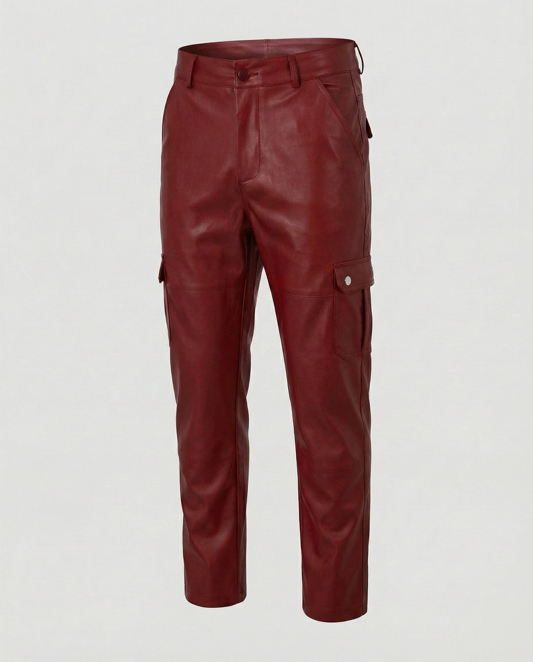 Herren Kunstleder Cargo-Hose mit Seitentaschen