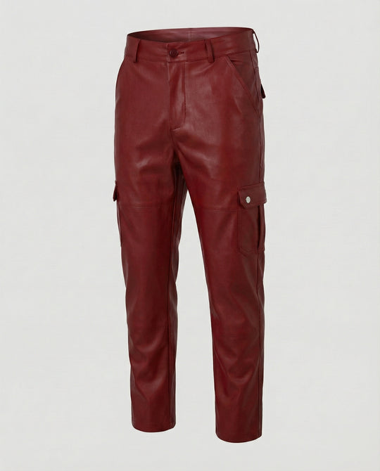 Herren Kunstleder Cargo-Hose mit Seitentaschen