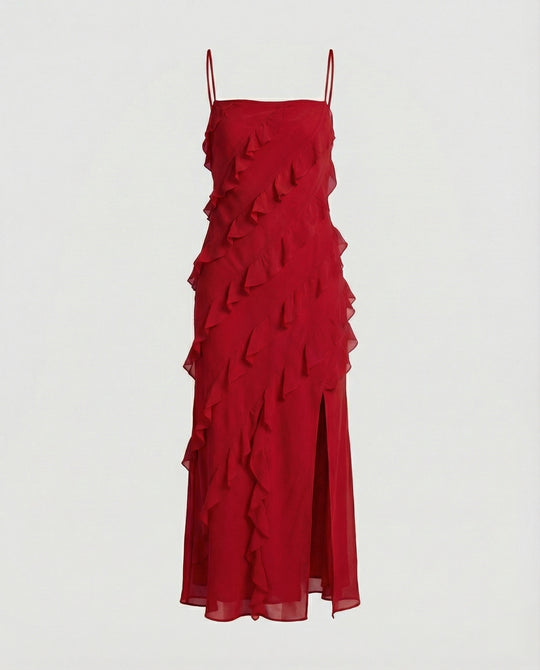 Damen Maxikleid mit Volants
