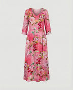 Damen Boho Maxikleid Sommer Leinenoptik