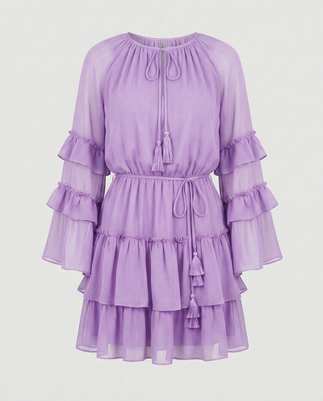 Freizeitkleid Damen Chiffon Volantkleid