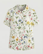 Damen Bluse Leinen Peter Pan Kragen