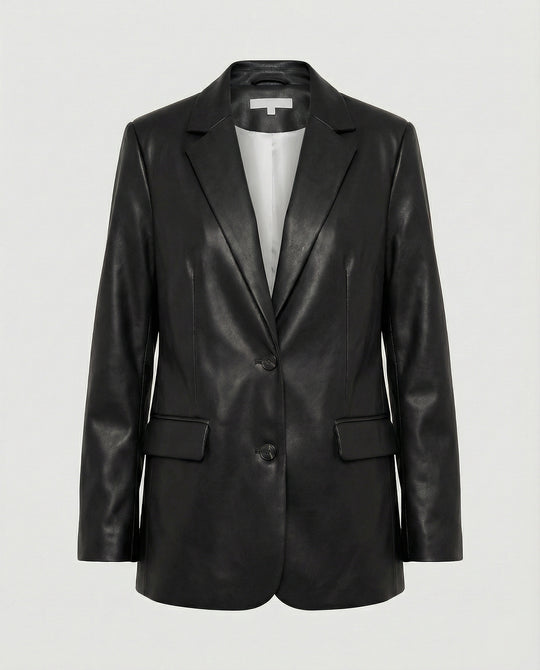 Damen Oversized Kunstleder Blazer im Trend-Look