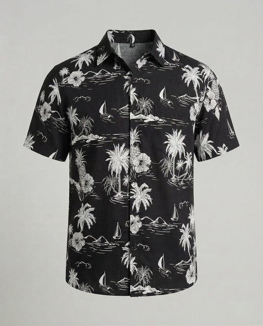Kurzarm Hawaiihemd Herren Palmenprint