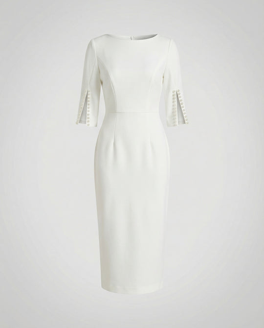 Damen Etuikleid elegant Perlen
