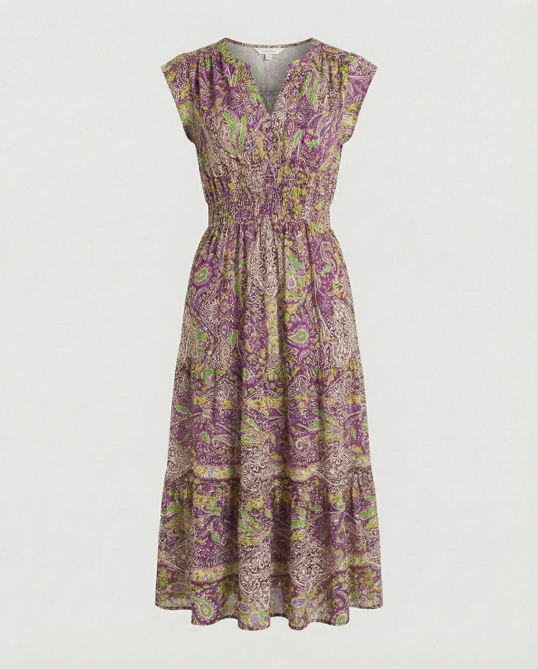 Boho Maxikleid Sommer mit Smok Taille