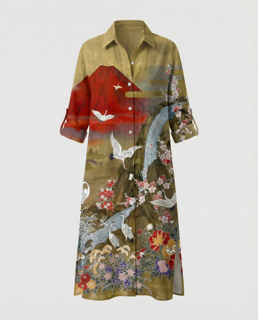 Damen Kaftan Kleid lang Seidenoptik