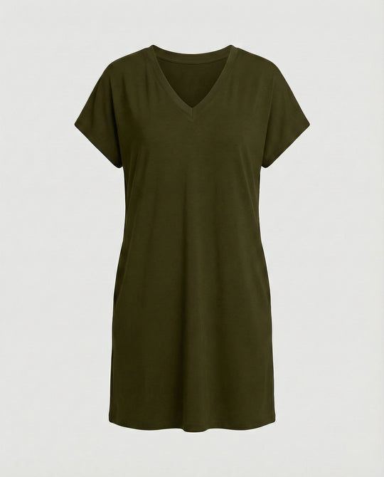 Freizeitkleid Damen mit V-Ausschnitt