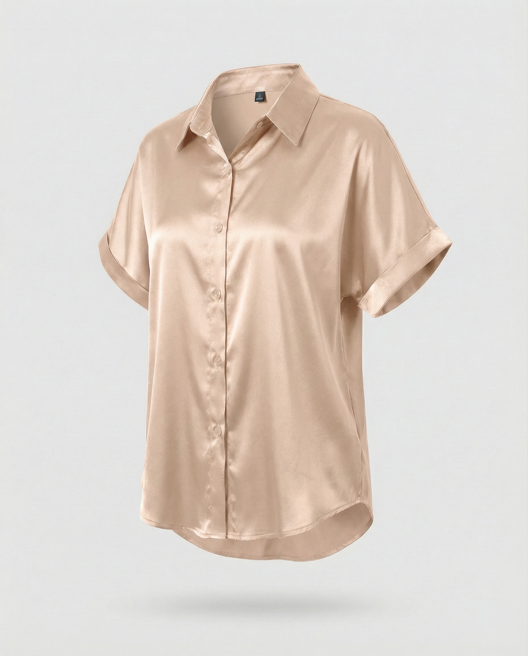 Damen Satin-Bluse mit großem Kragen und überschnittenen Schultern R&B