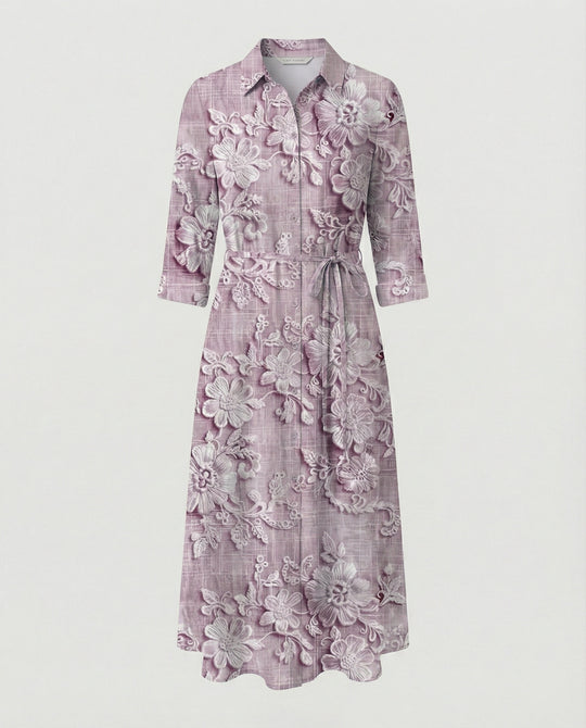 Maxikleid Damen Floral Leinenmix