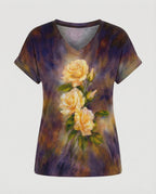 Blusen Tunika V-Ausschnitt Damen Floral