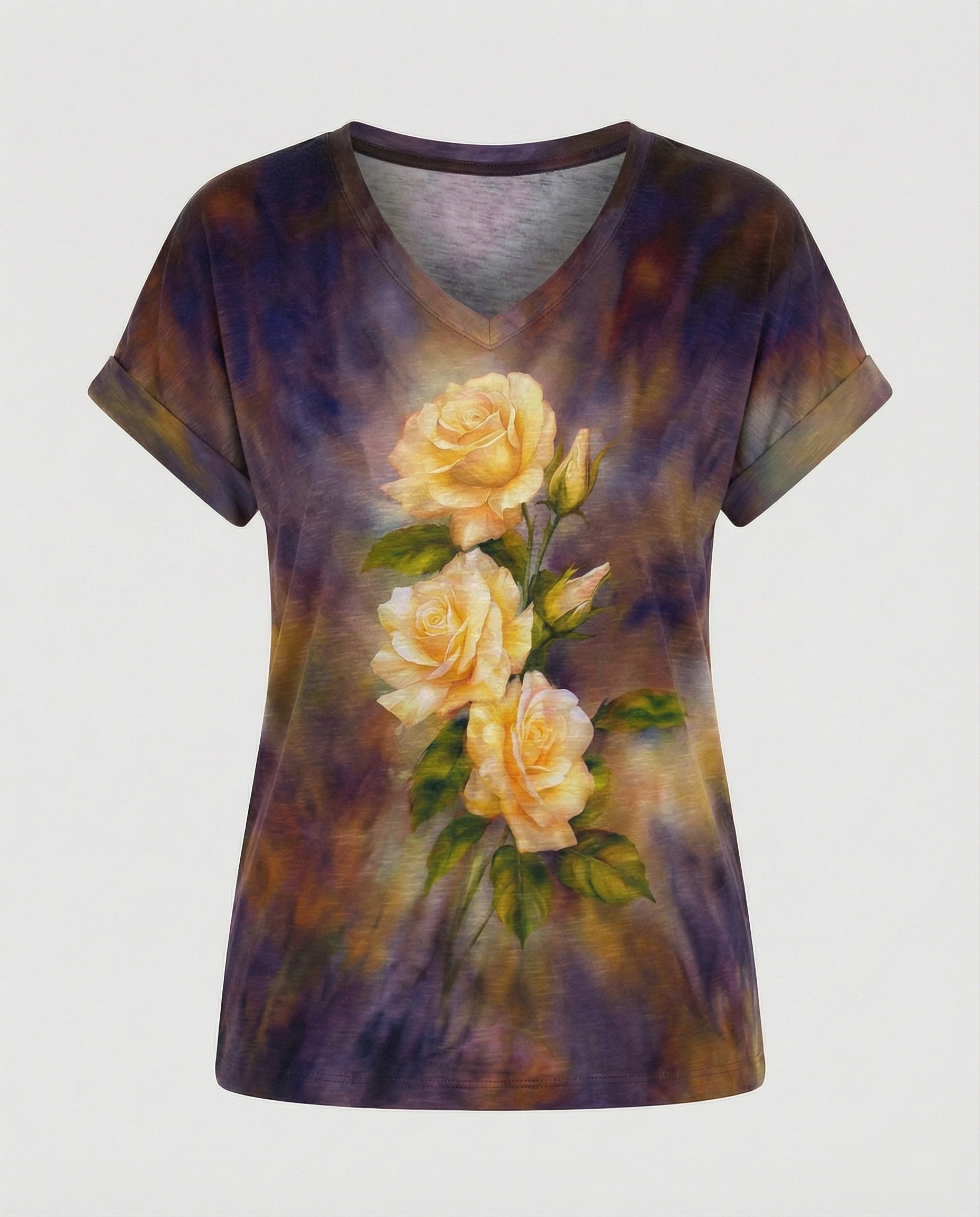 Blusen Tunika V-Ausschnitt Damen Floral