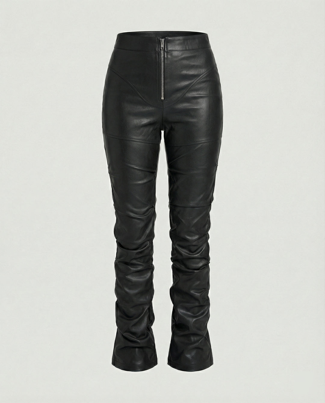 Damen High-Waist Kunstlederhose mit weitem Bein