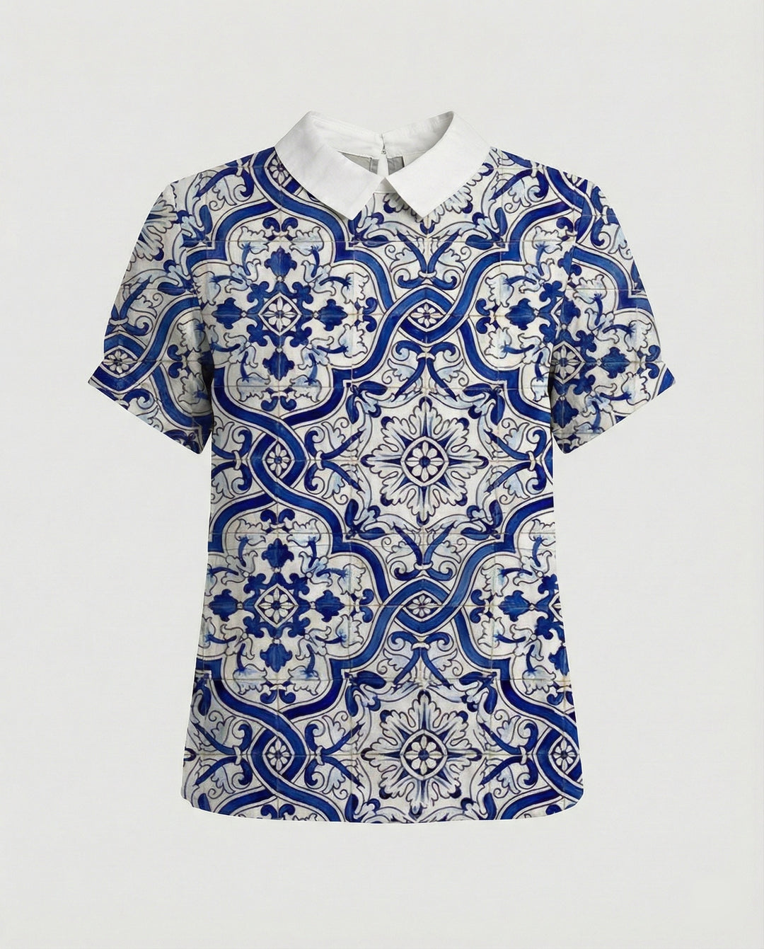 Damen Bluse Leinen Peter Pan Kragen