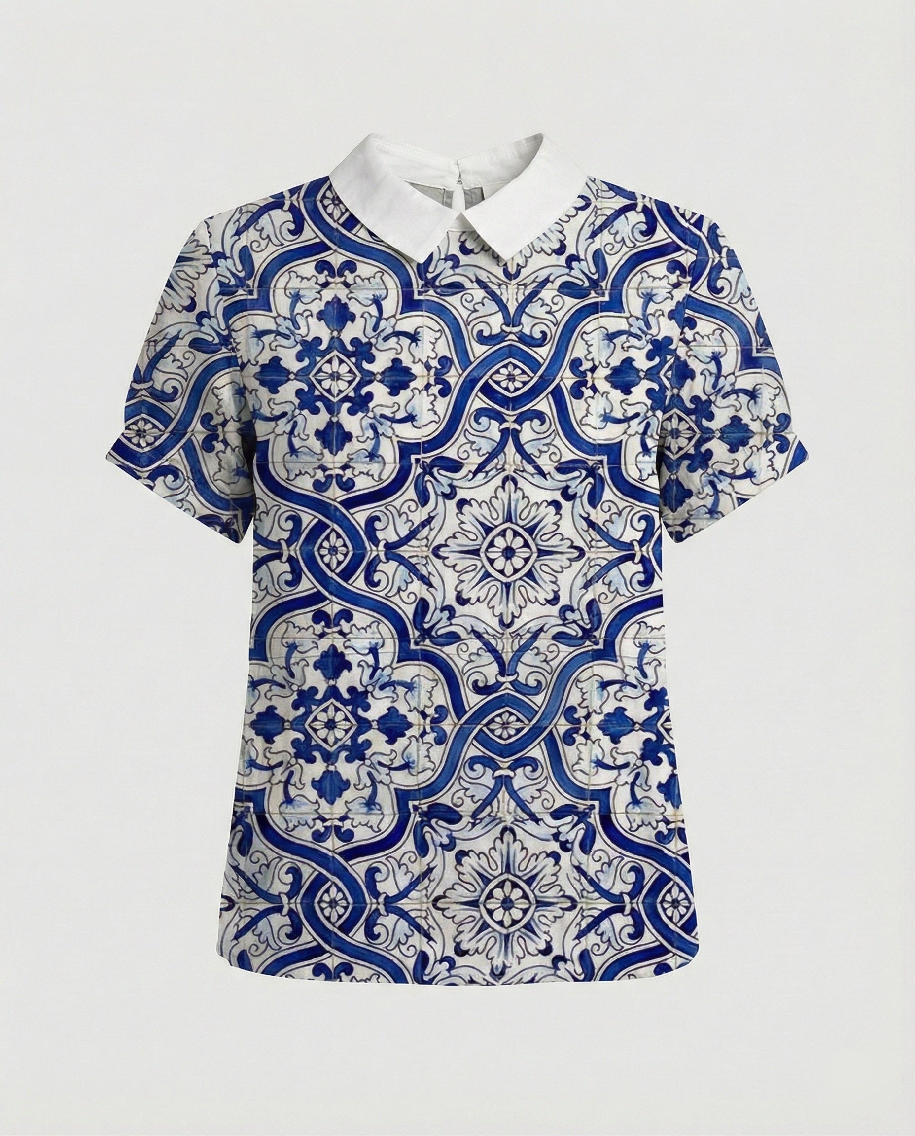 Damen Bluse Leinen Peter Pan Kragen