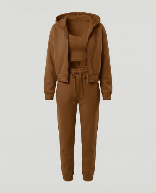 Damen Freizeit Set 3-teilig mit Hoodie und Jogginghose
