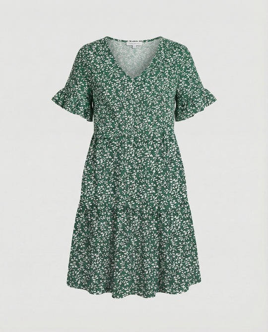 Damen Sommerkleid Midikleid Volant