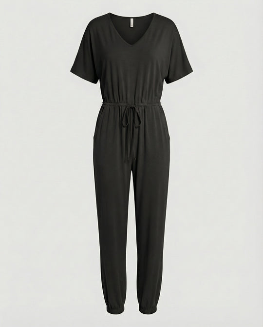Damen Leichter Jumpsuit mit lockerer Passform und variabler Taille R&B