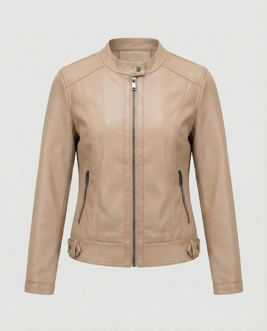 Damen Bikerjacke Lederoptik
