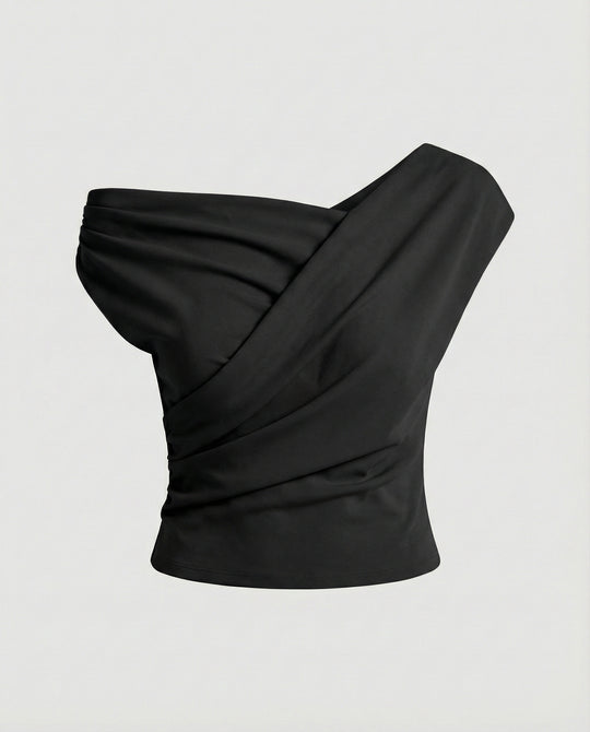 Damen Elegantes Drapiertes Oberteil mit asymmetrischem Schnitt R&B