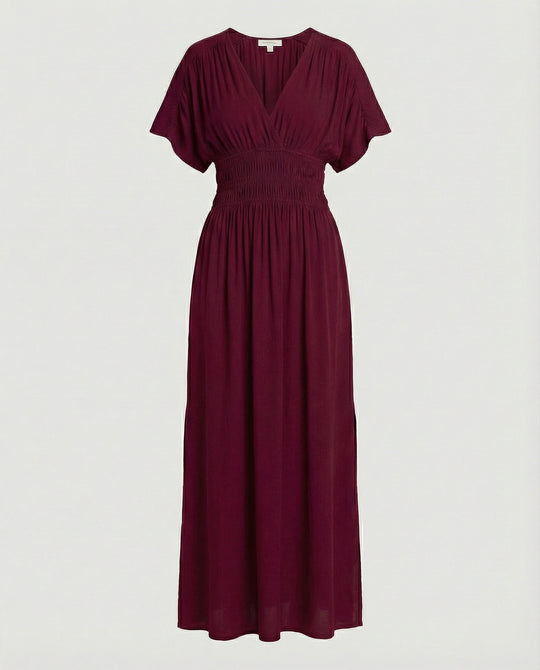 Damen Maxikleid Sommer V-Ausschnitt Schlitz
