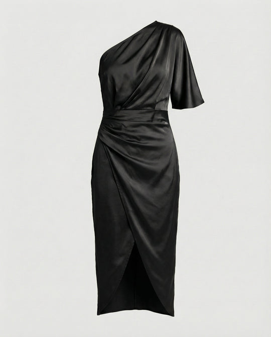 Elegantes Abendkleid lang aus Satin mit Schlitz