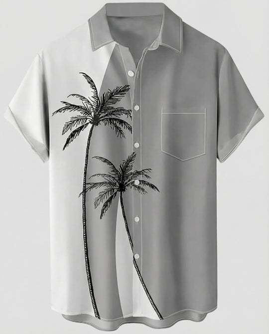 Kurzarm Hawaiihemd Herren Palmenprint