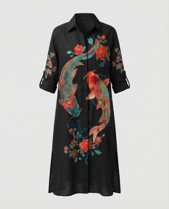 Damen Kaftan Kleid lang Seidenoptik