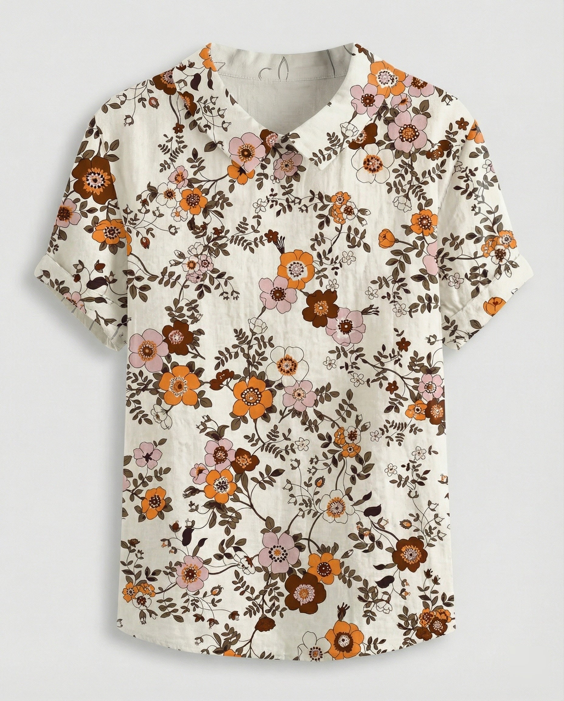 Damen Bluse Leinen Peter Pan Kragen