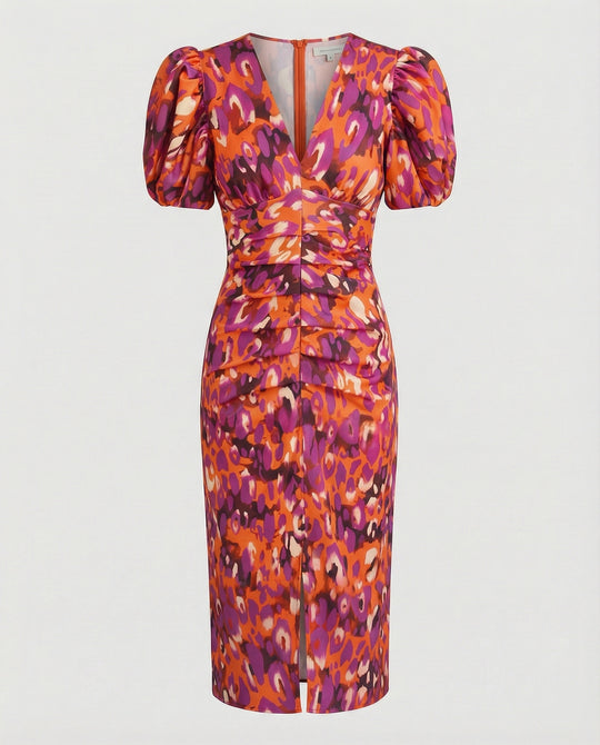 Damen Abendkleid mit voluminösen Puffärmeln R&B