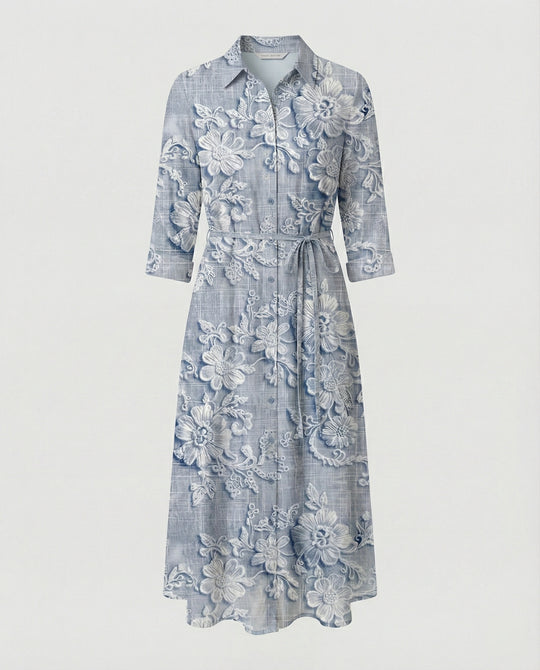 Maxikleid Damen Floral Leinenmix