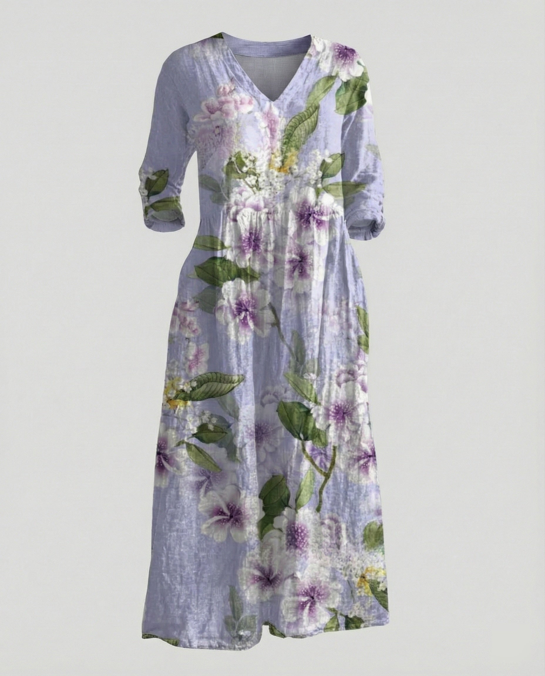 Damen Boho Maxikleid Sommer Leinenoptik