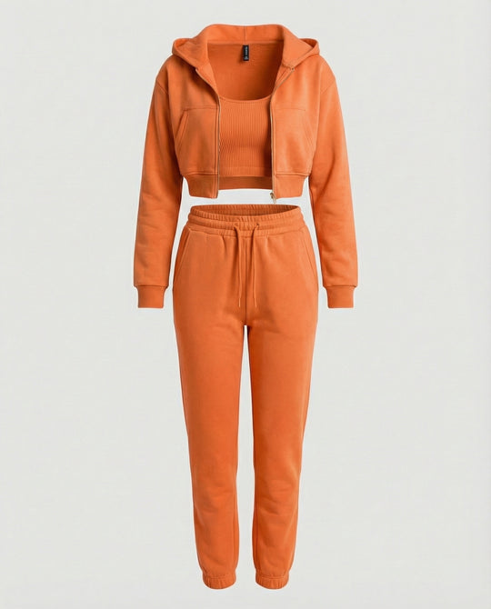 Jogginganzug Damen Lounge-Set mit Cropped Hoodie