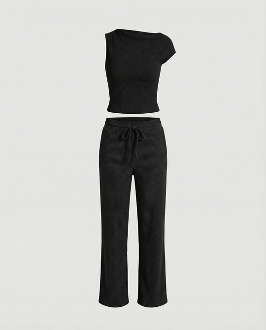 Damen Off-Shoulder Jumpsuit mit elastischem Bund und lässigem Schnitt R&B