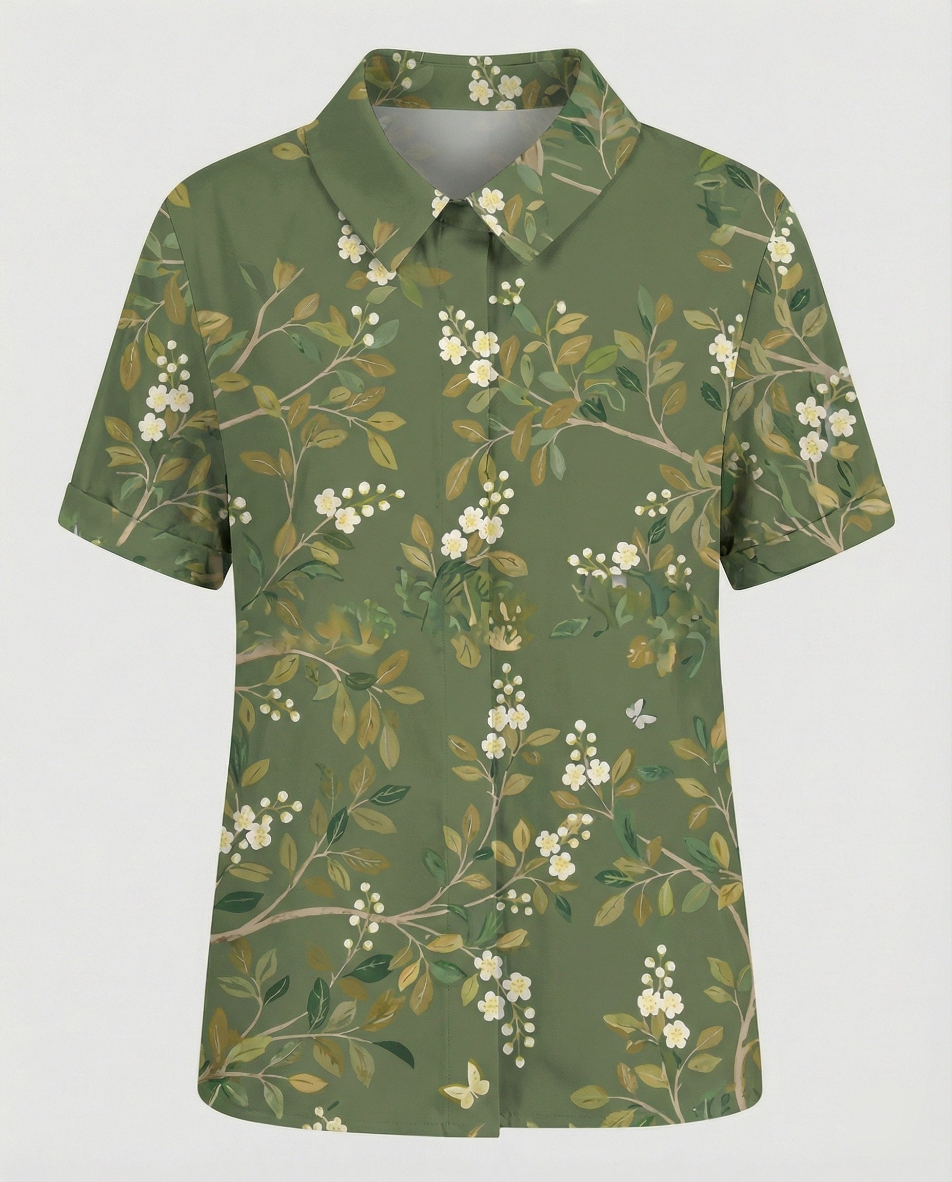 Damen Bluse Leinen Peter Pan Kragen