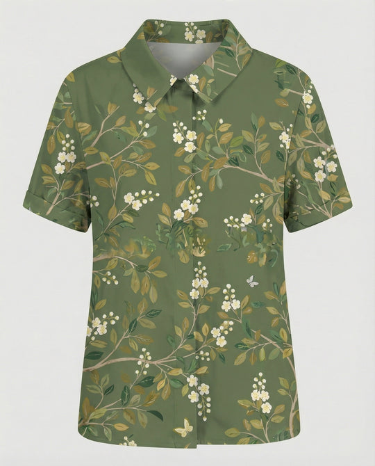 Damen Bluse Leinen Peter Pan Kragen