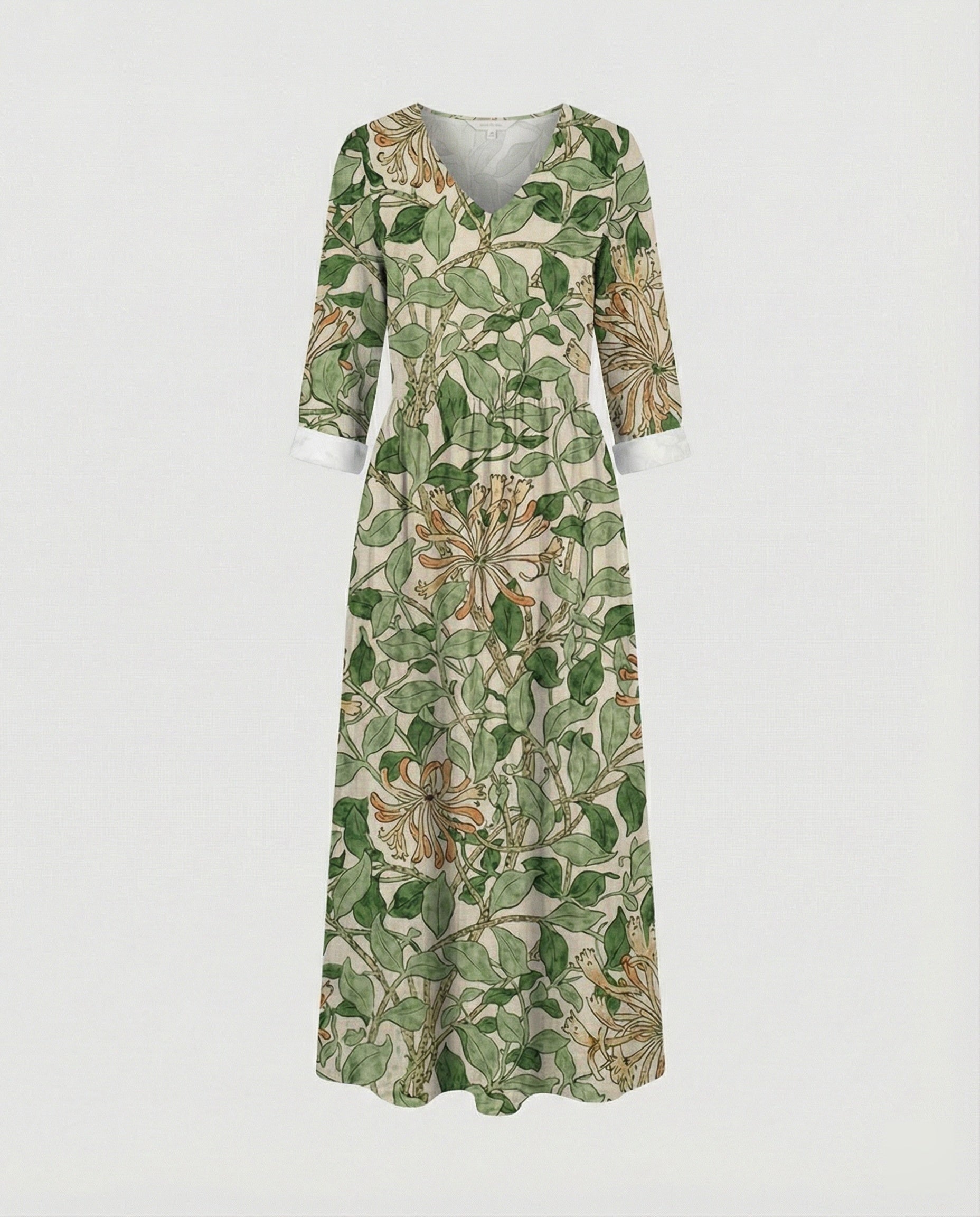 Damen Boho Maxikleid Sommer Leinenoptik