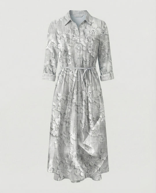 Maxikleid Damen Floral Leinenmix