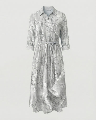 Maxikleid Damen Floral Leinenmix