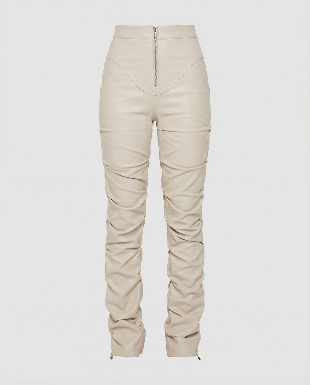 Damen High-Waist Kunstlederhose mit weitem Bein