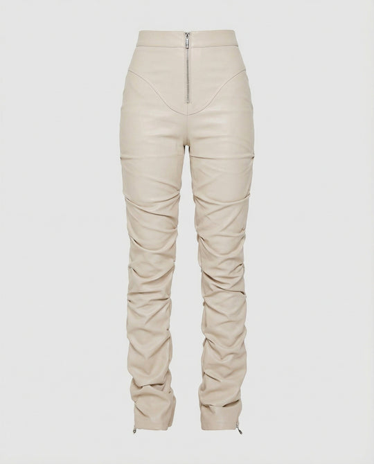 Damen High-Waist Kunstlederhose mit weitem Bein